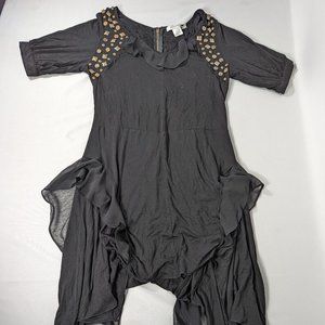 Zoompy Womens Dress Black Studded Sharkbite Hem Y2K Grunge 80:s L